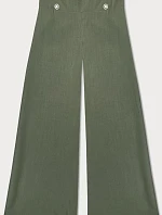 Elegantné široké khaki nohavice pre ženy (33575)