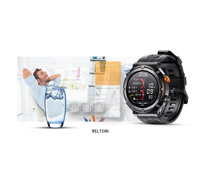 VELTORI VT130-1 Smartwatch Čierny silikónový remienok VELTORI VT130-1 Smartwatch Čierny silikónový remienok