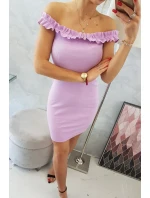 Španielske šaty s volánmi fialovej