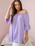 Španielska blúzka s volánikmi na rukáve svetlo fialová
