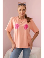 Bavlněná halenka s květinovým potiskem meruňka Bavlněná halenka s květinovým potiskem meruňka