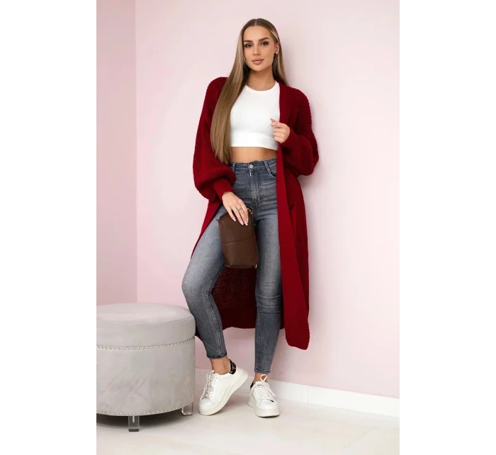 Svetr dlouhý kardigan Burgundsko