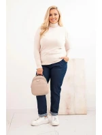 Dámský svetr Plus Size z viskózy model 21321814 střihu béžový - K-Fashion