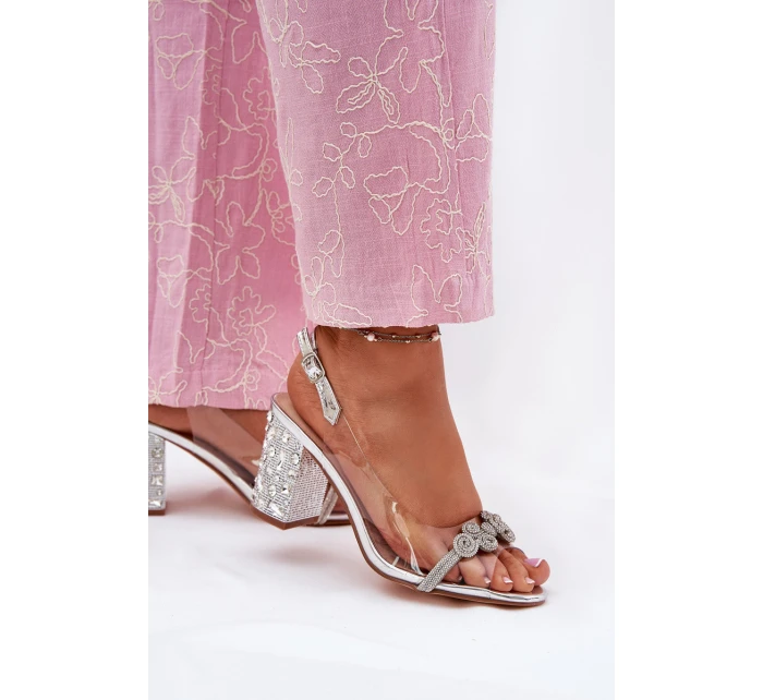 Průhledné Sandály Na Podpatku D&A model 21696646 Stříbrné - S.Barski