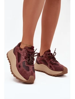 Kožené Sneakersy Na Platformě Dámské Big Star model 21705723 HIPOLY SYSTEM Bordové - Big Star Shoes