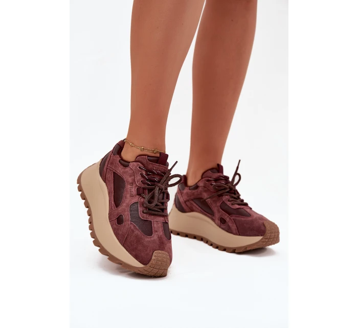 Kožené Sneakersy Na Platformě Dámské Big Star model 21705723 HIPOLY SYSTEM Bordové - Big Star Shoes