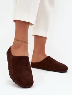 Klapki Chodaki Damskie Na Platformie Czekoladowe Sylviane