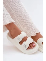 Dámske penové papuče na platforme - ecru