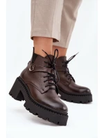 Dámske členkové topánky so zdobeným pásikom Zazoo - čokoládové Dámske členkové topánky so zdobeným pásikom Zazoo - čokoládové