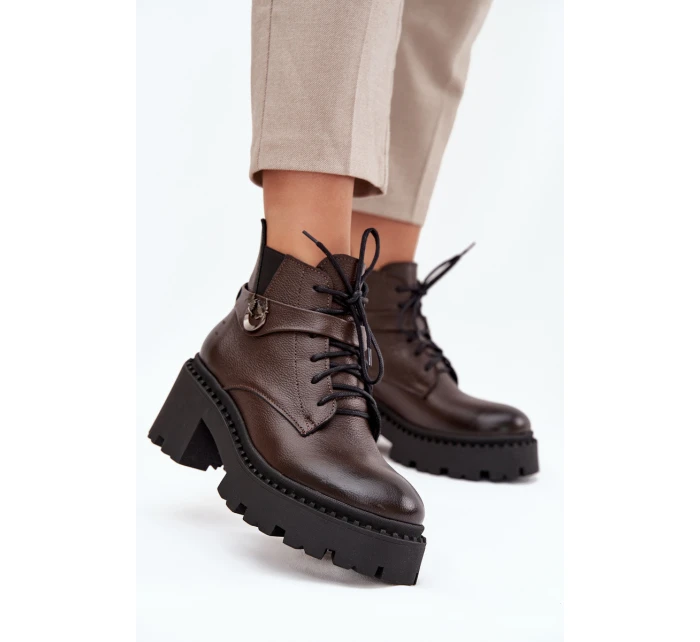 Dámske členkové topánky so zdobeným pásikom Zazoo - čokoládové Dámske členkové topánky so zdobeným pásikom Zazoo - čokoládové