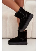 Dámske snežnice Privine na platforme z prírodného semišu - čierne