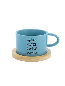 PRÁCE NEUTEČE, KÁVA VYSTYDNE! - modrý hrníček makronka 200 ml