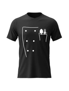 Pánské bavlněné tričko s potiskem - KUCHAŘ - černé