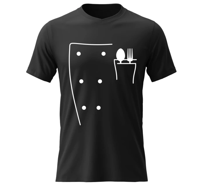 Pánské bavlněné tričko s potiskem - KUCHAŘ - černé