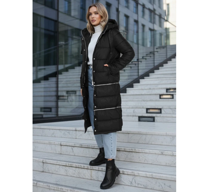 Dámska dlhá zimná bunda čierna Dstreet TY5151