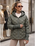 Kurtka damska pikowana z kapturem zielona model 22341112 - FashionStreet