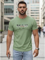 Tshirt męski z napisem bawełniany zielony model 22316029 - FashionStreet Tshirt męski z napisem bawełniany zielony model 22316029 - FashionStreet