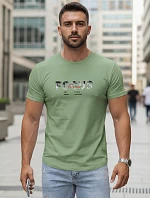 Pánske tričko s veľkým nápisom, bavlnené, zelené, FashionStreet NX5137R