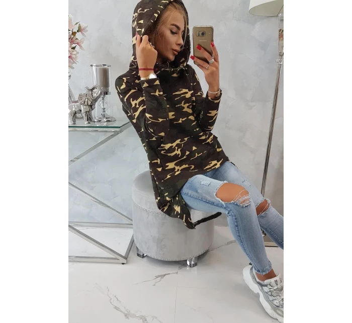 Mikina moro s dlhým chrbtom khaki+hnedá Mikina moro s dlhým chrbtom khaki+hnedá