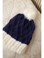 Milano fleecová čiapka K203 tmavo fialová+ecru