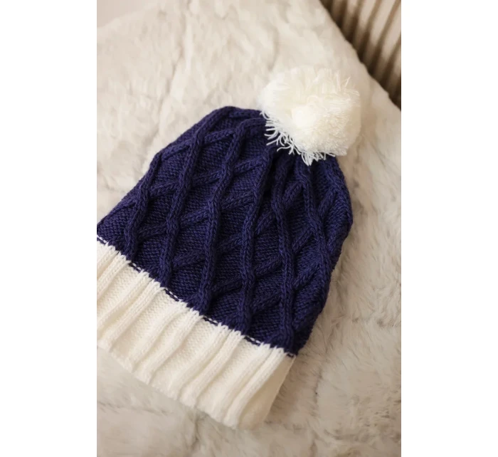Milano fleecová čiapka K203 tmavo fialová+ecru