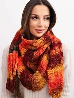 Dámsky mäkký a teplý vlnený šál vo farebných pruhoch KN19 orange
