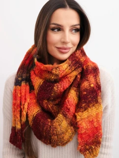 Dámsky mäkký a teplý vlnený šál vo farebných pruhoch KN19 orange