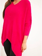 Dámský svetr Plus Size s výstřihem do V fuchsiový Dámský svetr Plus Size s výstřihem do V fuchsiový