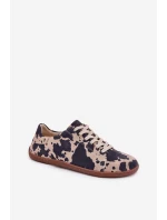 Dámske semišové barefoot tenisky s pruhmi Zazoo N1120 hnedo-béžové