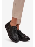 Skórzane Lakierowane Półbuty Damskie Na Platformie Artiker 57C2041 Czarne