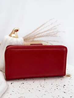 Lakovaný dámský peněženka s reliéfem a zlatým detailem červená Evlinne