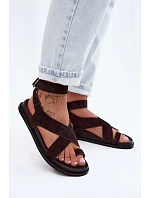 sandály z přírodního semiše  Čokoládové model 22140913 - D&A