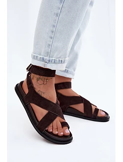 sandály z přírodního semiše  Čokoládové model 22140913 - D&A