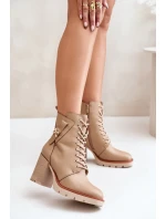 Zateplené členkové topánky na podpätku so zlatými detailmi Beige Ivarisse Zateplené členkové topánky na podpätku so zlatými detailmi Beige Ivarisse