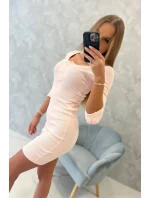 Šaty s knoflíkovým výstřihem pudrově růžové Šaty s knoflíkovým výstřihem pudrově růžové