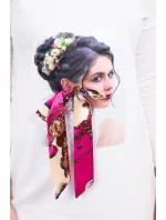 Šaty s grafickou a farebnou 3D mašľou ecru Šaty s grafickou a farebnou 3D mašľou ecru