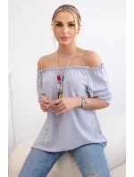Španielska blúzka s ozdobnými rukávmi sivá Španielska blúzka s ozdobnými rukávmi sivá