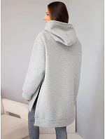 Mikina dámská oversize z bavlny s kapucí a kapsou grey