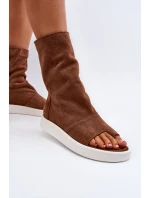 Hnědé Dámské Sandály Zamszové Svrchní model 21652349 - Zazoo Hnědé Dámské Sandály Zamszové Svrchní model 21652349 - Zazoo