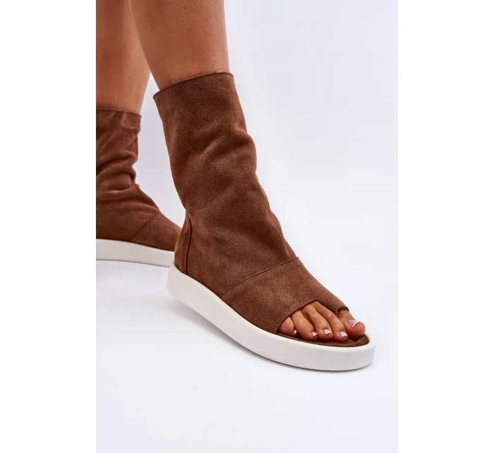 Hnědé Dámské Sandály Zamszové Svrchní model 21652349 - Zazoo Hnědé Dámské Sandály Zamszové Svrchní model 21652349 - Zazoo