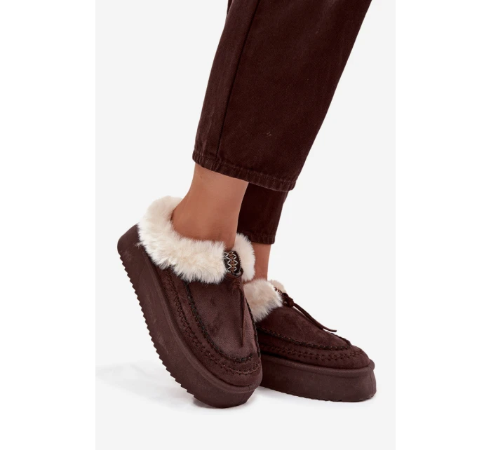 Śniegowce Damskie Z Futerkiem Na Platformie Czekoladowe Rosmira Śniegowce Damskie Z Futerkiem Na Platformie Czekoladowe Rosmira