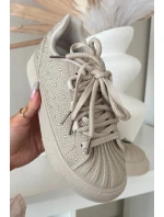 Ozdobené dámské tenisky béžové model 21834860 - Boto