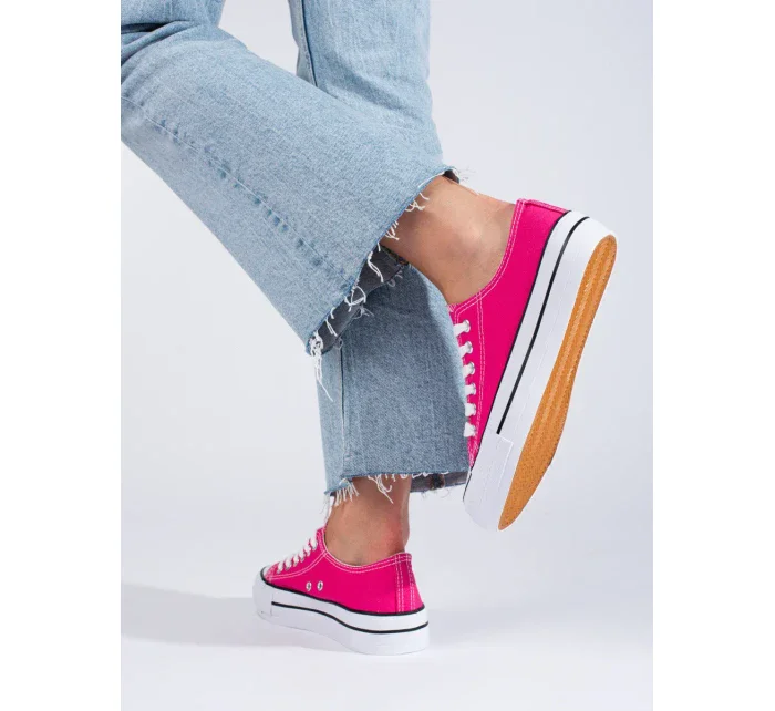 Krásné dámské tenisky růžové bez podpatku Krásné dámské tenisky růžové bez podpatku