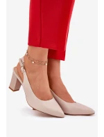 Wygodne Czółenka Na Słupku Sergio Leone SK162 Beżowe