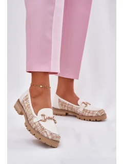 Dámské Kožené Mokasíny Se Zlatým Světle Béžové model 21697365 - Laura Messi