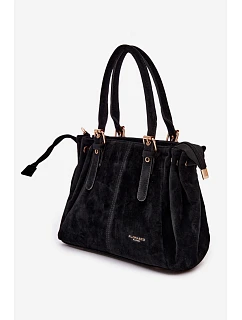 Kožená kabelka z ekologického semiše černá model 22111516 - Flora&Co