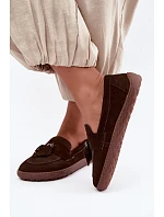 Mokasiny Barefoot z přírodního semiše Zazoo 10220 Hnědé
