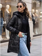 Dámska prešívaná prechodná bunda s kapucňou, čierna, FashionStreet TY5787