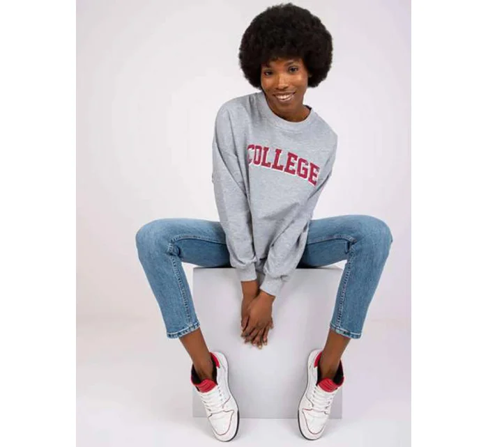 Šedá melanžová dámská oversize mikina College model 19584505 - Factory Price