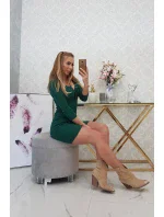 Šaty s gombíkovým výstrihom tmavo zelené Šaty s gombíkovým výstrihom tmavo zelené